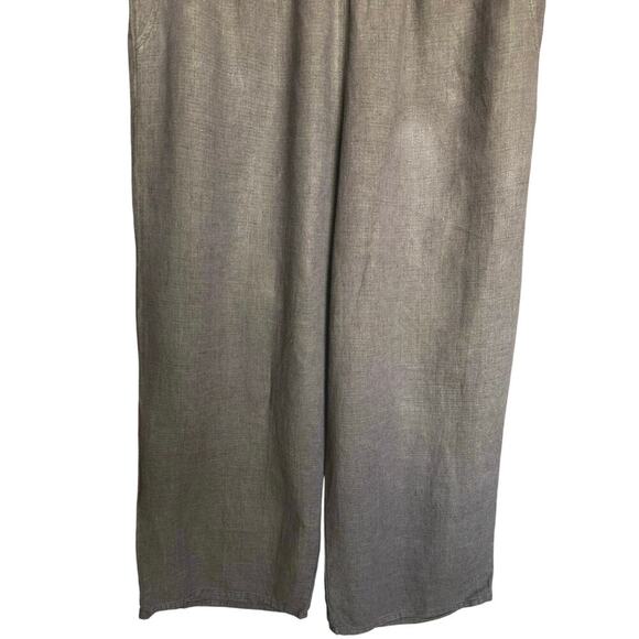 Flax Flowing Pant Linen Elastic Waist Wide Leg Flare Roomy Fit Brown Size Medium - Picture 3 of 10